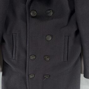 Vintage Fox Knapp Coat Adult SMALL Black Wool Peacoat Anchor Button Quilt USA 60