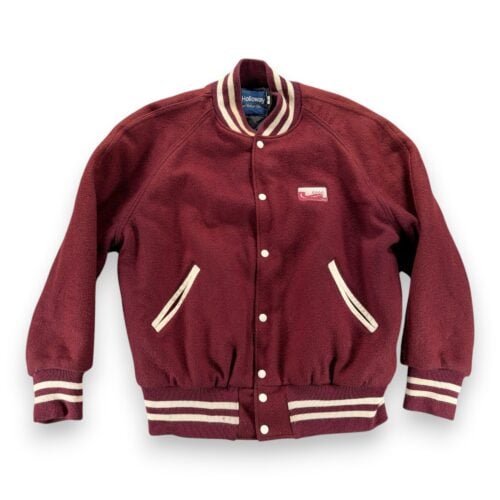 Vintage Holloway Varsity Jacket Adult Extra Large Red Wool Rowing Patch USA 80s