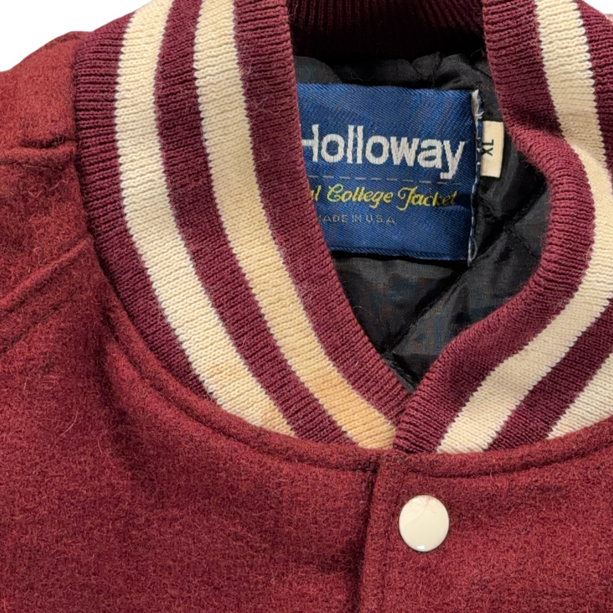 Vintage Holloway Varsity Jacket Adult Extra Large Red Wool Rowing Patch USA 80s-10 Vintage Holloway Varsity Jacket Adult Extra Large Red Wool Rowing Patch USA 80s