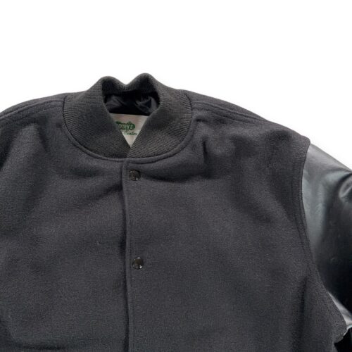 Vintage Varsity Jacket Adult Medium Black Wool Vinyl Bomber Letterman USA 90s-2 Vintage Varsity Jacket Adult Medium Black Wool Vinyl Bomber Letterman USA 90s