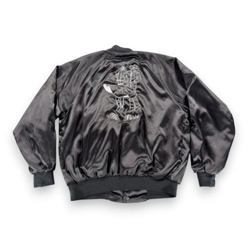 Vintage Cowboy Jacket Adult Large Black Posse Square Dancers Satin Bomber US 80s