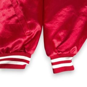 Vintage Jacket Adult Extra Large Red White Satin Snap Bomber Raglan USA 80s
