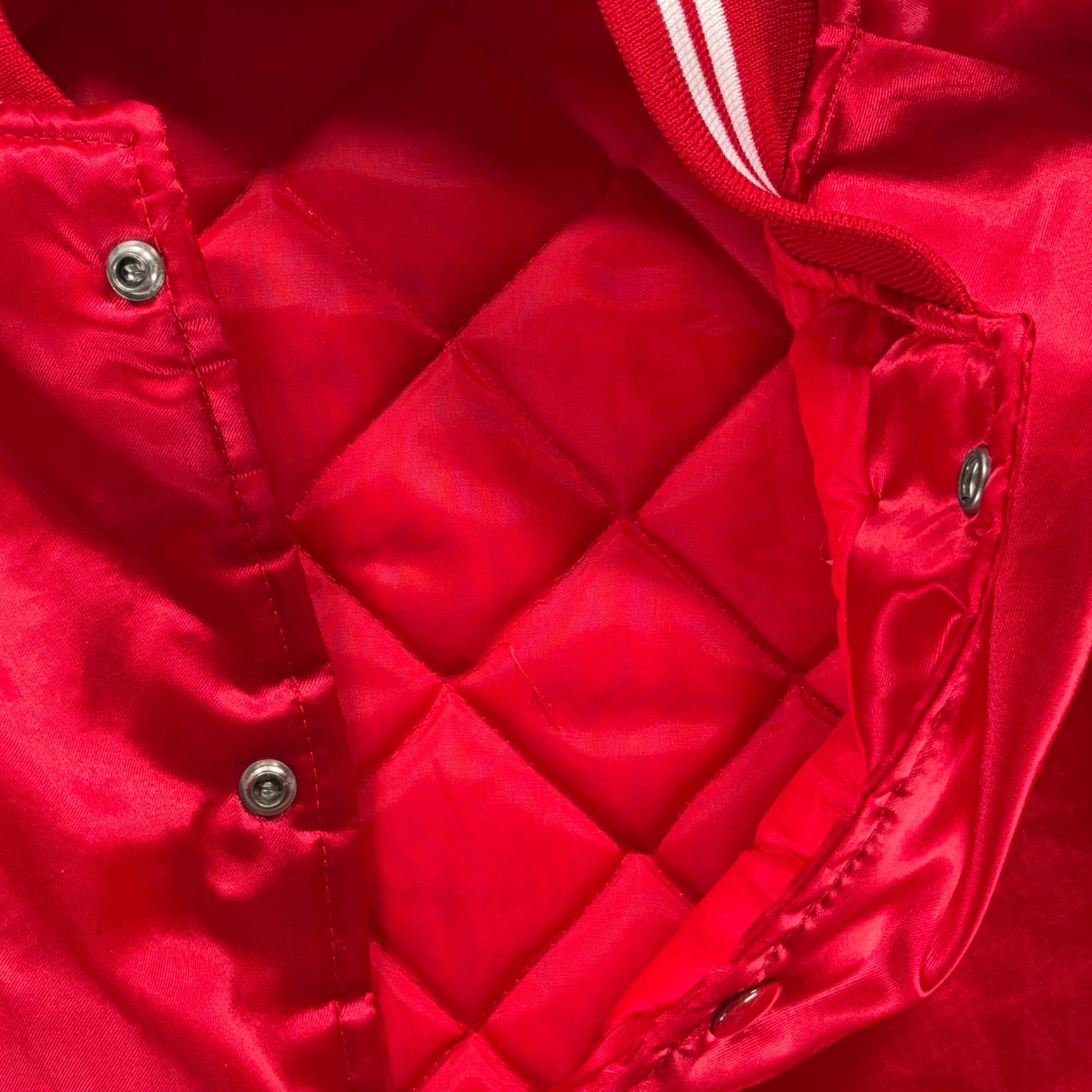 Vintage Jacket Adult Extra Large Red White Satin Snap Bomber Raglan USA 80s-7 Vintage Jacket Adult Extra Large Red White Satin Snap Bomber Raglan USA 80s