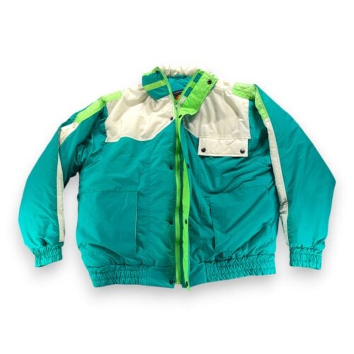 Vintage Steep Slopes Jacket Adult Extra Large Green Teal Colorblock Puffer 90s