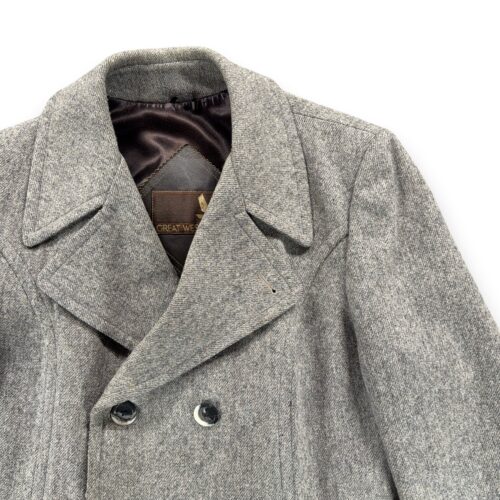 Vintage Great Western Coat Adult Large 42 Gray Wool Double Breasted Cowboy 80s-2 Vintage Great Western Coat Adult Large 42 Gray Wool Double Breasted Cowboy 80s