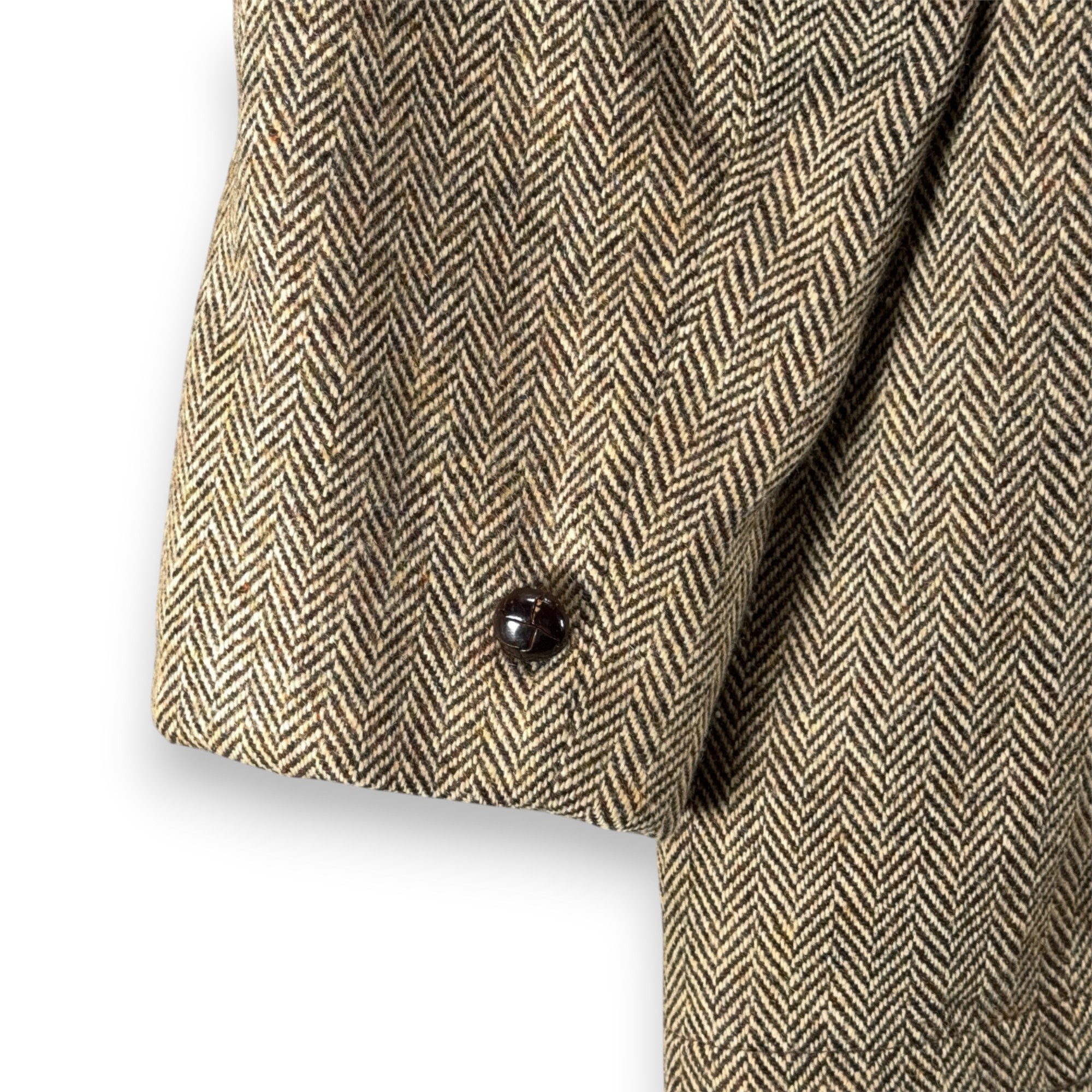 Vintage Campus Coat Adult Large Brown Herringbone Tweed Faux Fur Lined USA 70s-10 Vintage Campus Coat Adult Large Brown Herringbone Tweed Faux Fur Lined USA 70s