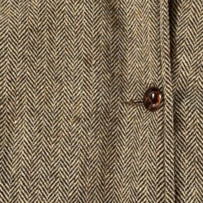 Vintage Campus Coat Adult Large Brown Herringbone Tweed Faux Fur Lined USA 70s