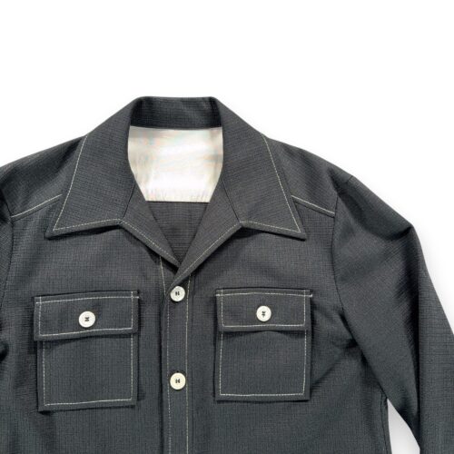 Vintage Leisure Shirt Adult MEDIUM Black Contrast Stitch Pointed Collar 70s-2 Vintage Leisure Shirt Adult MEDIUM Black Contrast Stitch Pointed Collar 70s