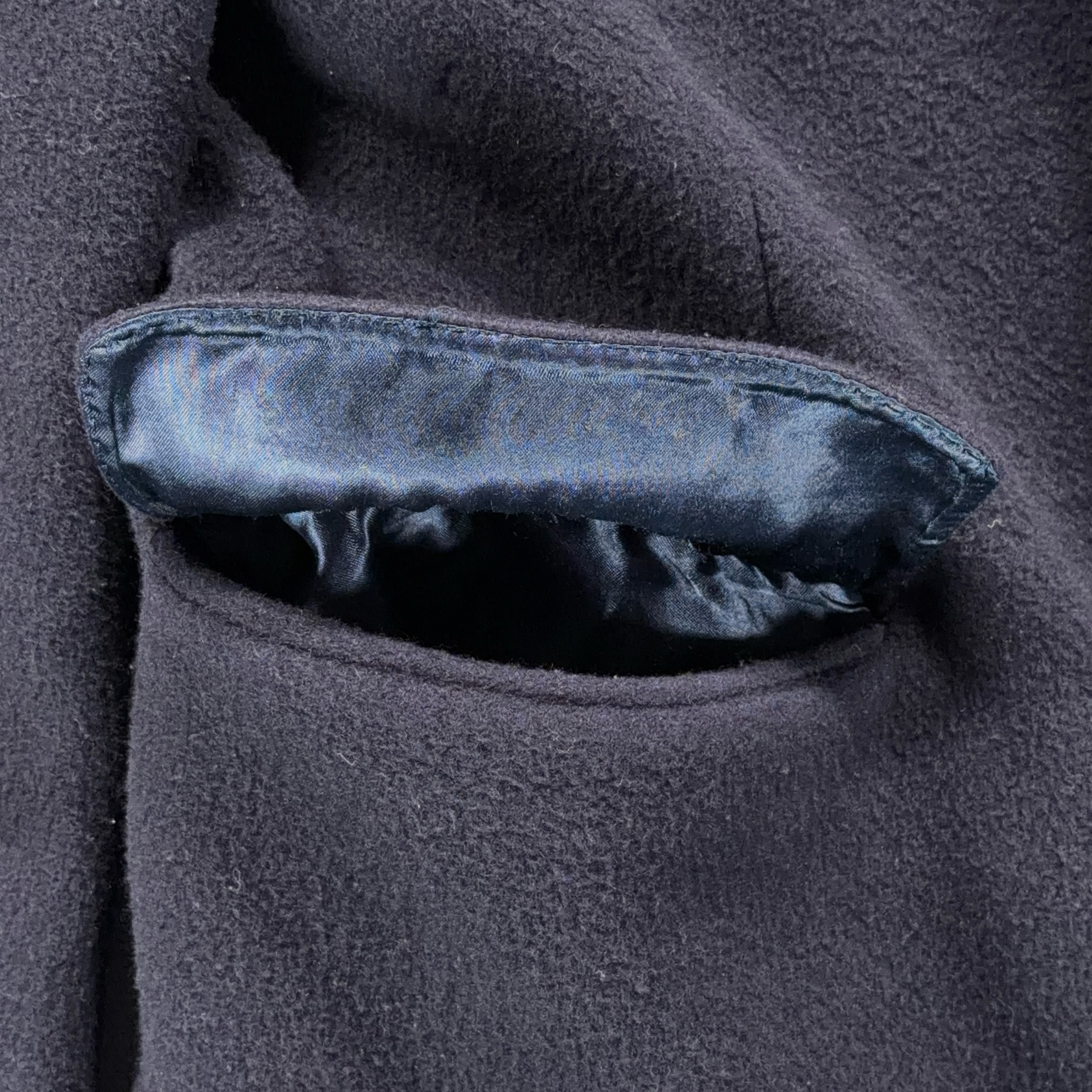 Vintage di Benedetto Coat Adult LARGE Blue Cashmere Wool Satin Long Italy 90s-10 Vintage di Benedetto Coat Adult LARGE Blue Cashmere Wool Satin Long Italy 90s