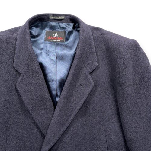 Vintage di Benedetto Coat Adult LARGE Blue Cashmere Wool Satin Long Italy 90s-2 Vintage di Benedetto Coat Adult LARGE Blue Cashmere Wool Satin Long Italy 90s