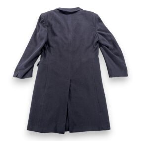 Vintage di Benedetto Coat Adult LARGE Blue Cashmere Wool Satin Long Italy 90s