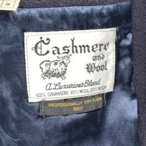 Vintage di Benedetto Coat Adult LARGE Blue Cashmere Wool Satin Long Italy 90s