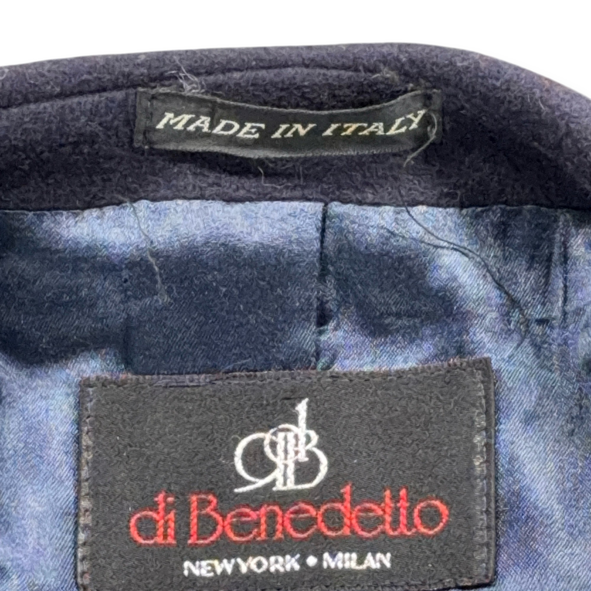 Vintage di Benedetto Coat Adult LARGE Blue Cashmere Wool Satin Long Italy 90s-7 Vintage di Benedetto Coat Adult LARGE Blue Cashmere Wool Satin Long Italy 90s