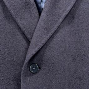 Vintage di Benedetto Coat Adult LARGE Blue Cashmere Wool Satin Long Italy 90s