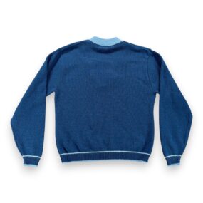 Vintage Sweater Adult MEDIUM Blue Two Tone V Neck Mod Orlon Acrylic Knit USA 60s