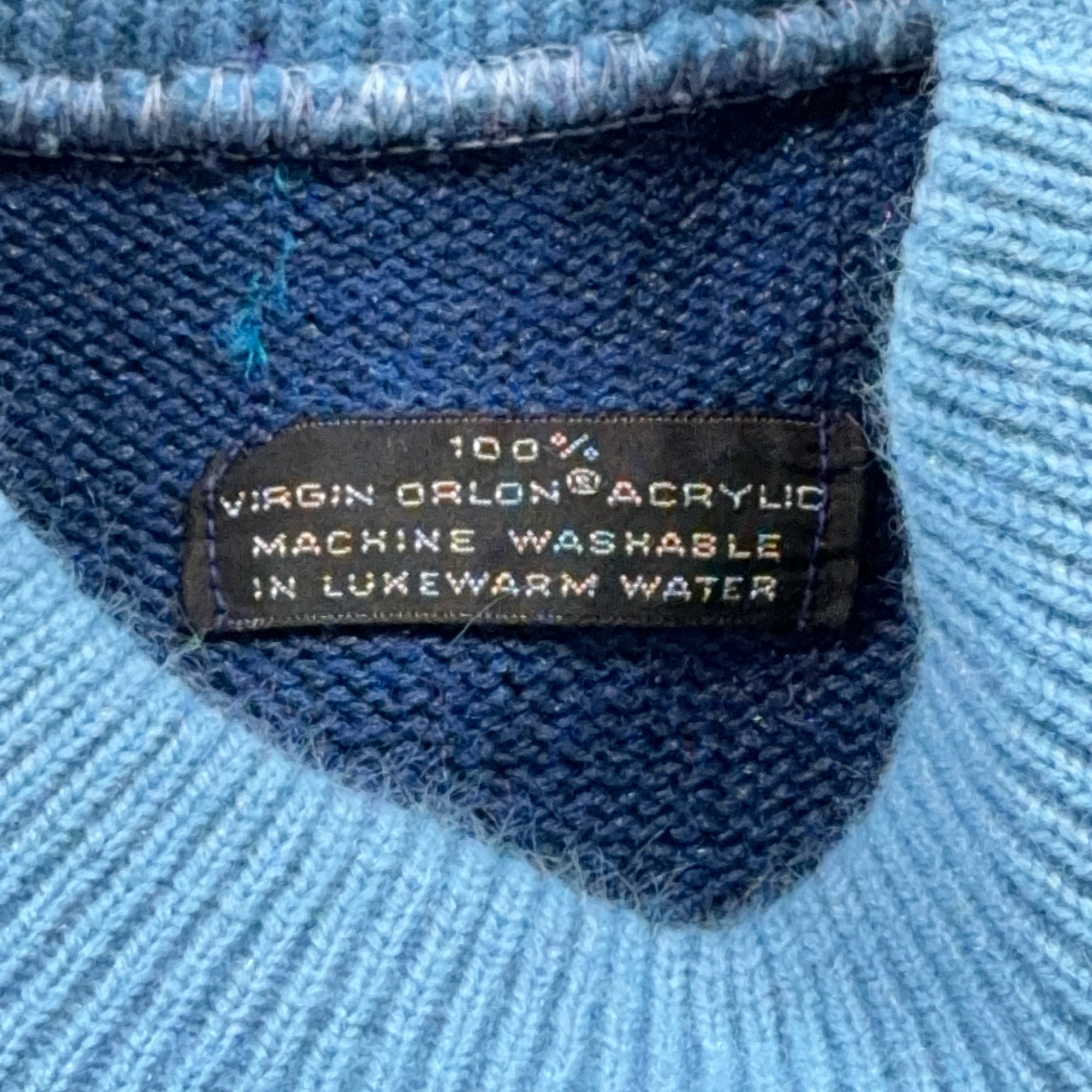Vintage Sweater Adult MEDIUM Blue Two Tone V Neck Mod Orlon Acrylic Knit USA 60s-4 Vintage Sweater Adult MEDIUM Blue Two Tone V Neck Mod Orlon Acrylic Knit USA 60s