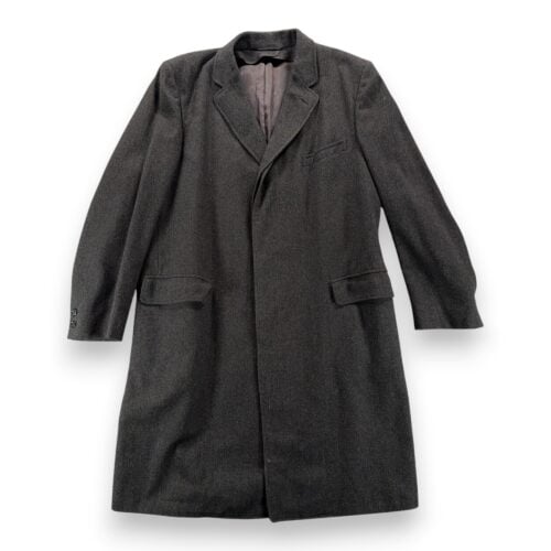 Vintage Anderson Little Coat Adult LARGE Gray Herringbone Wool Long USA 60s