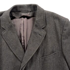 Vintage Anderson Little Coat Adult LARGE Gray Herringbone Wool Long USA 60s