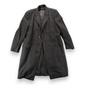 Vintage Anderson Little Coat Adult LARGE Gray Herringbone Wool Long USA 60s