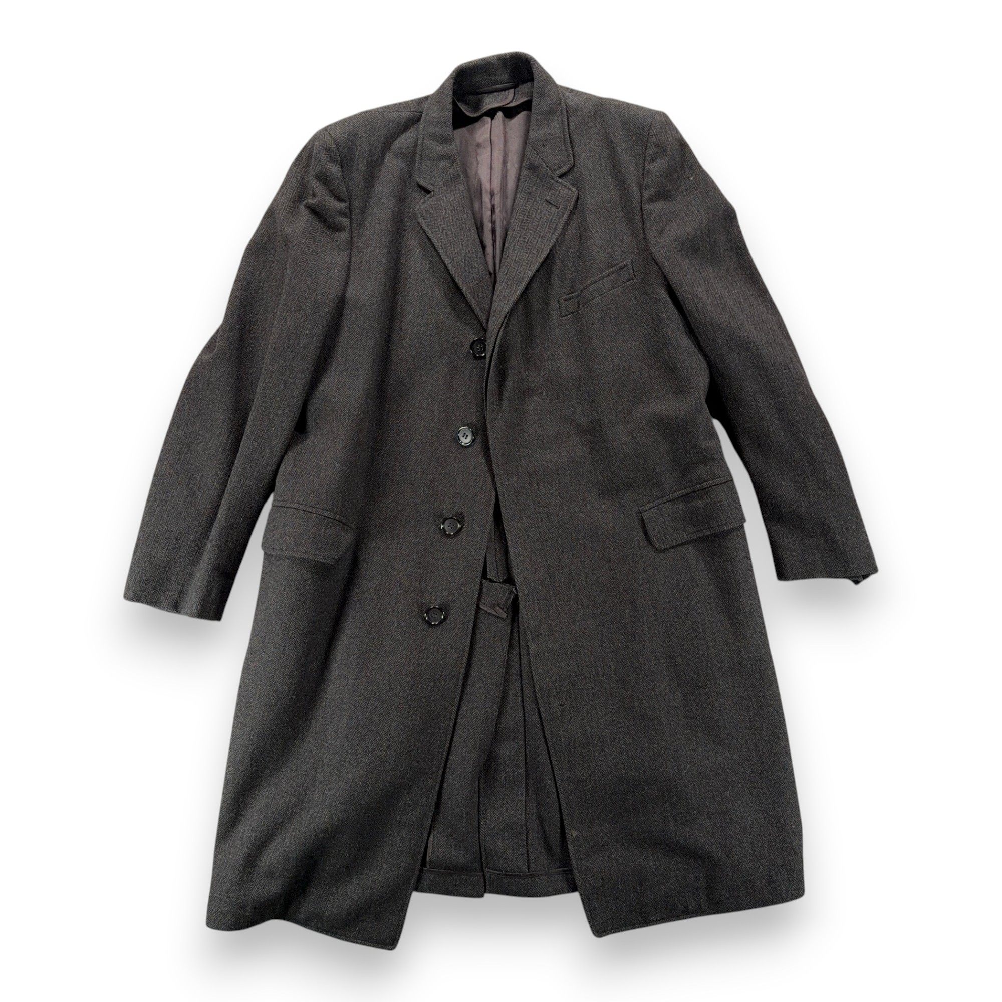Vintage Anderson Little Coat Adult LARGE Gray Herringbone Wool Long USA 60s-3 Vintage Anderson Little Coat Adult LARGE Gray Herringbone Wool Long USA 60s