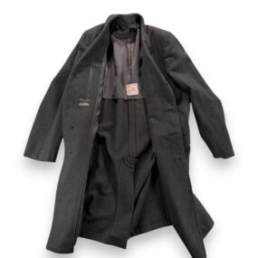 Vintage Anderson Little Coat Adult LARGE Gray Herringbone Wool Long USA 60s