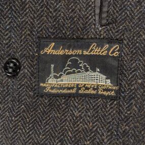 Vintage Anderson Little Coat Adult LARGE Gray Herringbone Wool Long USA 60s