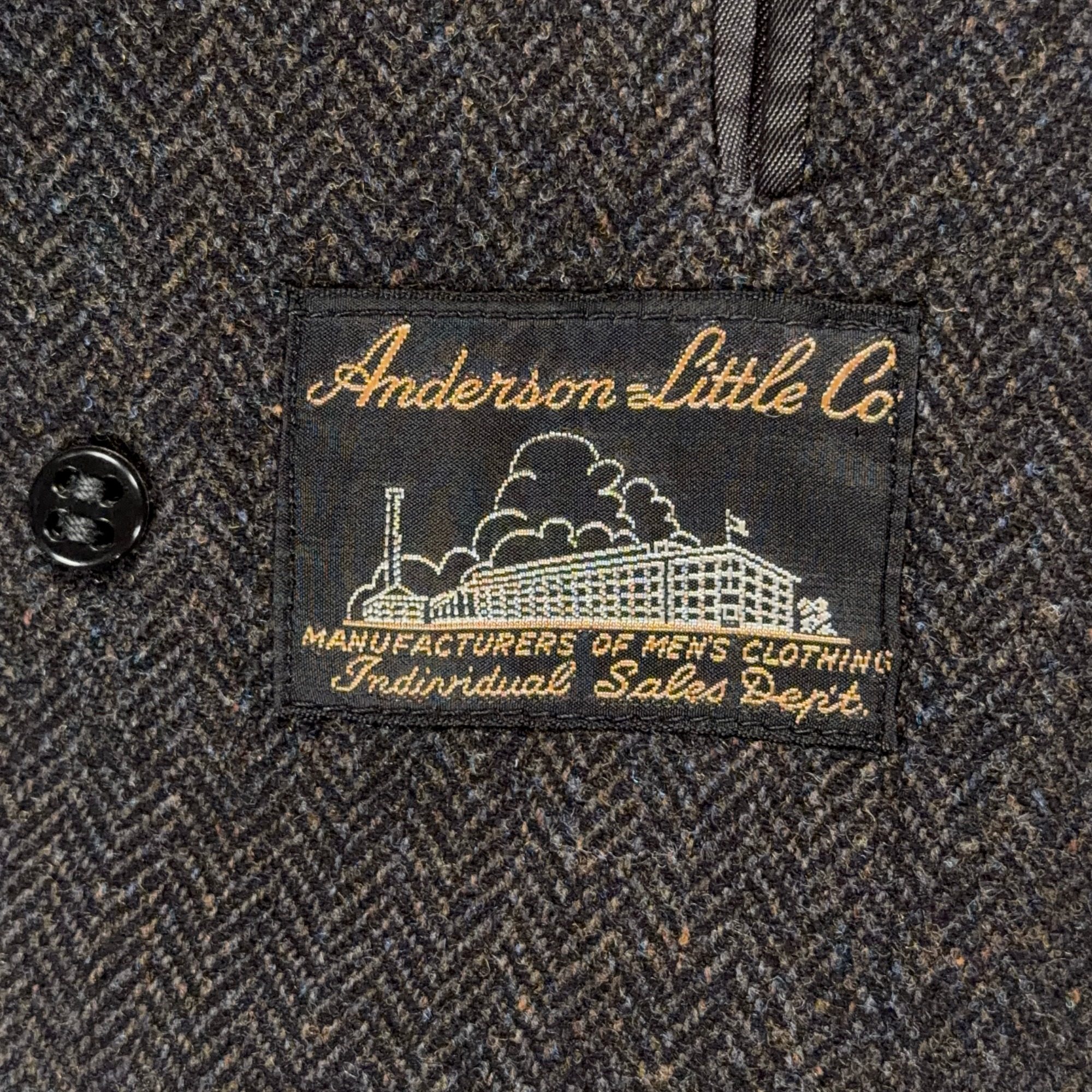 Vintage Anderson Little Coat Adult LARGE Gray Herringbone Wool Long USA 60s-6 Vintage Anderson Little Coat Adult LARGE Gray Herringbone Wool Long USA 60s