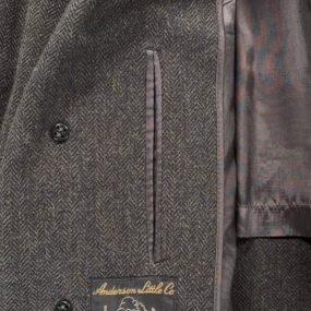 Vintage Anderson Little Coat Adult LARGE Gray Herringbone Wool Long USA 60s