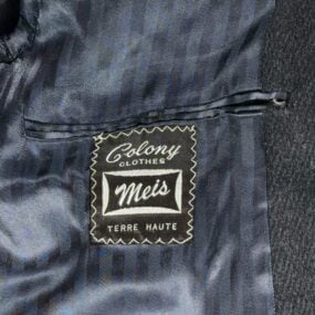 Vintage Colony Clothes Coat Adult LARGE Gray Striped Meis Terre Haute USA 60s