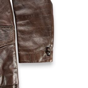 Vintage Sears Coat Adult MEDIUM Brown Leather Shop Car Coat Faux Fur USA 70s