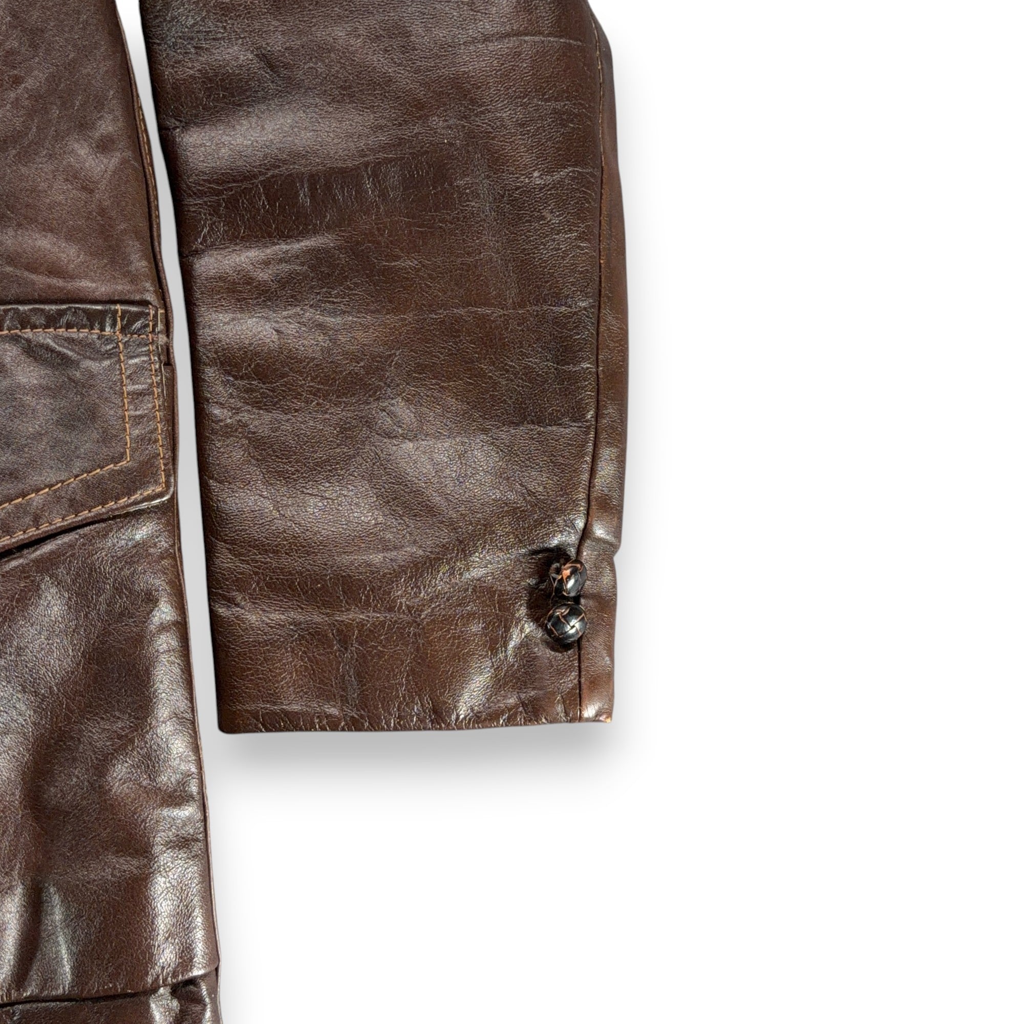 Vintage Sears Coat Adult MEDIUM Brown Leather Shop Car Coat Faux Fur USA 70s-12 Vintage Sears Coat Adult MEDIUM Brown Leather Shop Car Coat Faux Fur USA 70s