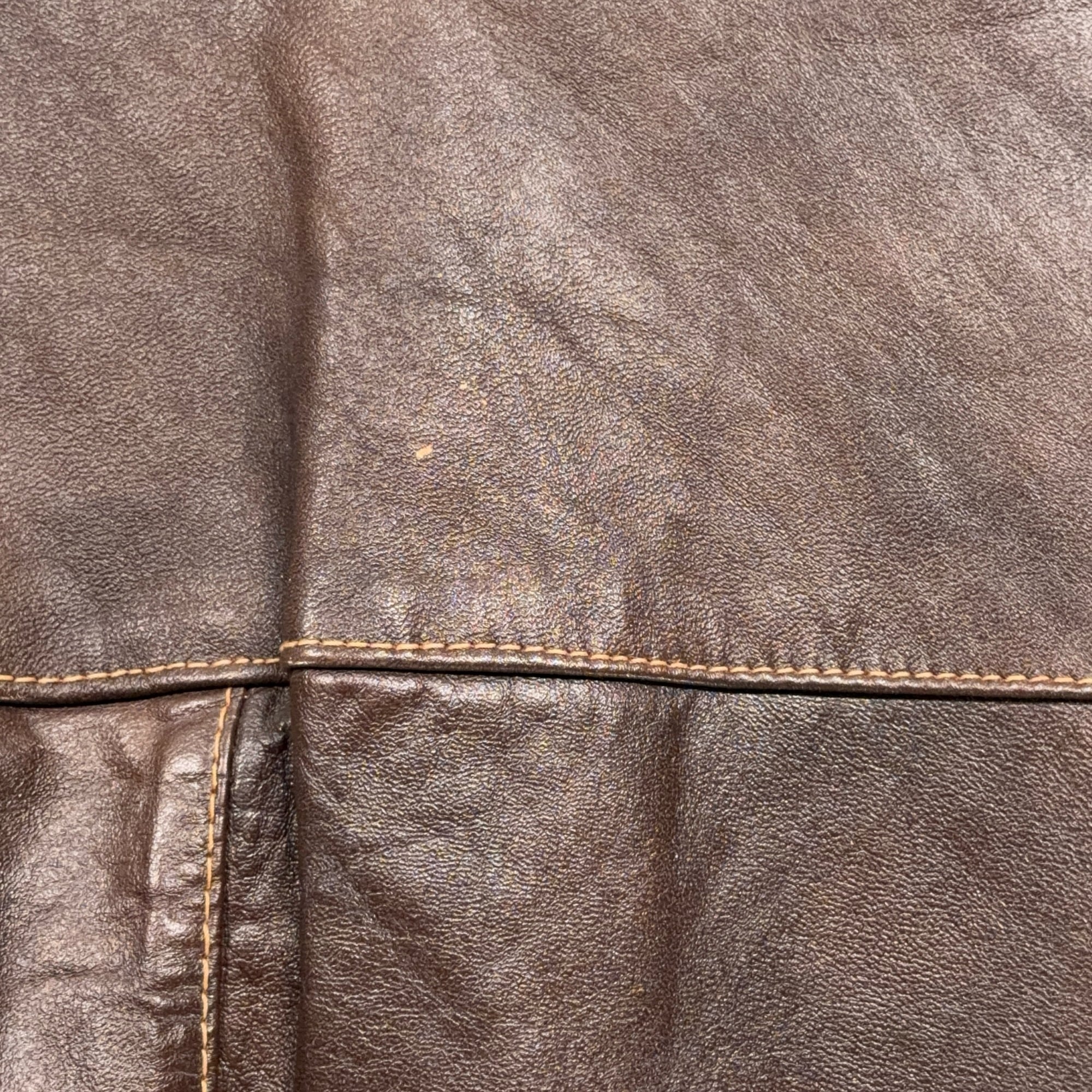 Vintage Sears Coat Adult MEDIUM Brown Leather Shop Car Coat Faux Fur USA 70s-13 Vintage Sears Coat Adult MEDIUM Brown Leather Shop Car Coat Faux Fur USA 70s