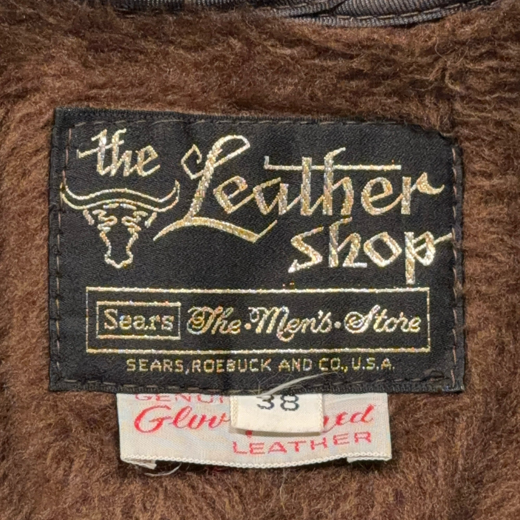 Vintage Sears Coat Adult MEDIUM Brown Leather Shop Car Coat Faux Fur USA 70s-5 Vintage Sears Coat Adult MEDIUM Brown Leather Shop Car Coat Faux Fur USA 70s