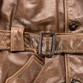 Vintage Puritan Coat Adult MEDIUM Brown Leather Belted Spy Car Coat Belted 70s