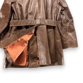 Vintage Puritan Coat Adult MEDIUM Brown Leather Belted Spy Car Coat Belted 70s