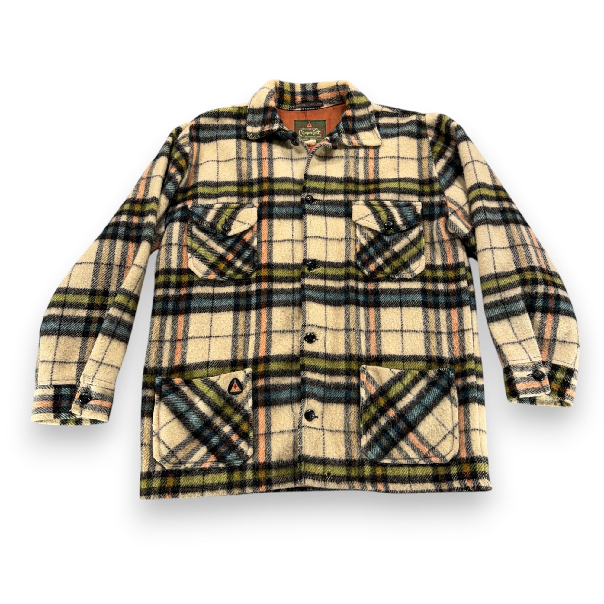 Vintage Canadian Camper Shirt Shirt Adult LARGE Brown Plaid Wool Mohair Coat 60s-1 Vintage Canadian Camper Shirt Shirt Adult LARGE Brown Plaid Wool Mohair Coat 60s