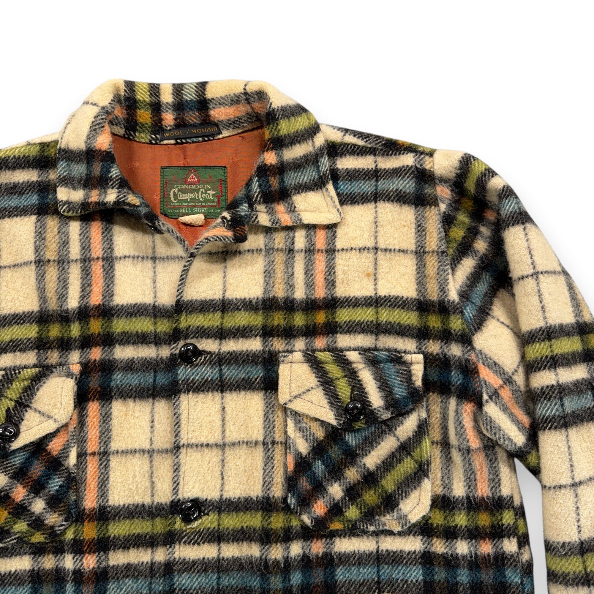 Vintage Canadian Camper Shirt Shirt Adult LARGE Brown Plaid Wool Mohair Coat 60s-2 Vintage Canadian Camper Shirt Shirt Adult LARGE Brown Plaid Wool Mohair Coat 60s