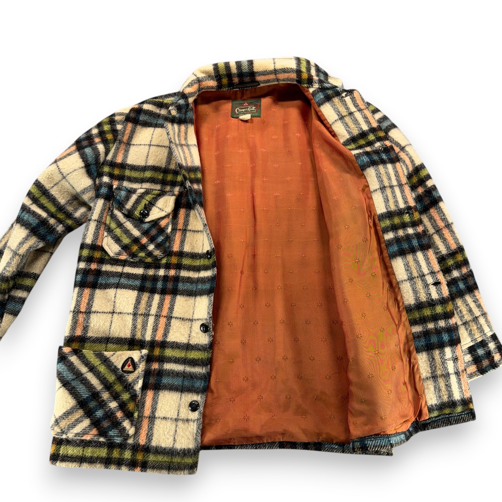 Vintage Canadian Camper Shirt Shirt Adult LARGE Brown Plaid Wool Mohair Coat 60s-4 Vintage Canadian Camper Shirt Shirt Adult LARGE Brown Plaid Wool Mohair Coat 60s