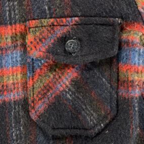 Vintage Distinctive Sportswear Shirt Adult MEDIUM Black Plaid Pile Lined 70s