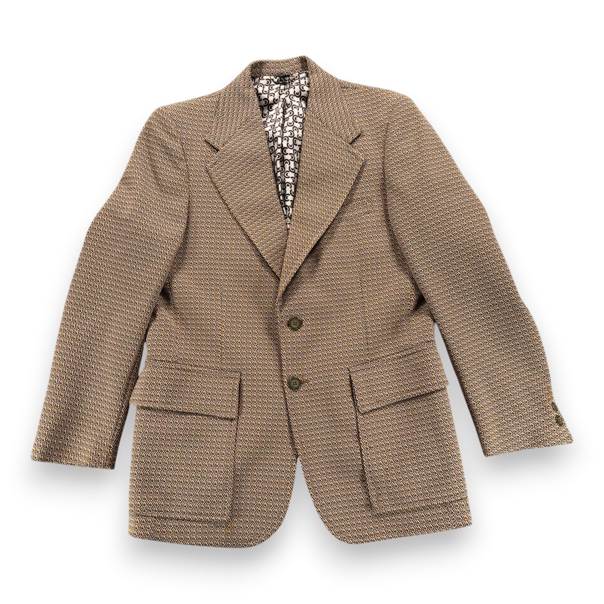 Vintage Houndstooth Jacket Mens 38R Brown Blazer Check Novelty Lining 70s-1 Vintage Houndstooth Jacket Mens 38R Brown Blazer Check Novelty Lining 70s