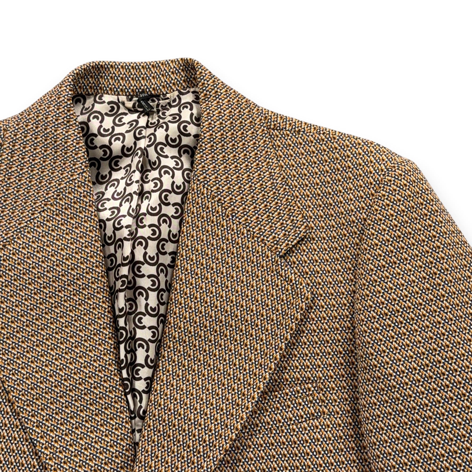 Vintage Houndstooth Jacket Mens 38R Brown Blazer Check Novelty Lining 70s-2 Vintage Houndstooth Jacket Mens 38R Brown Blazer Check Novelty Lining 70s