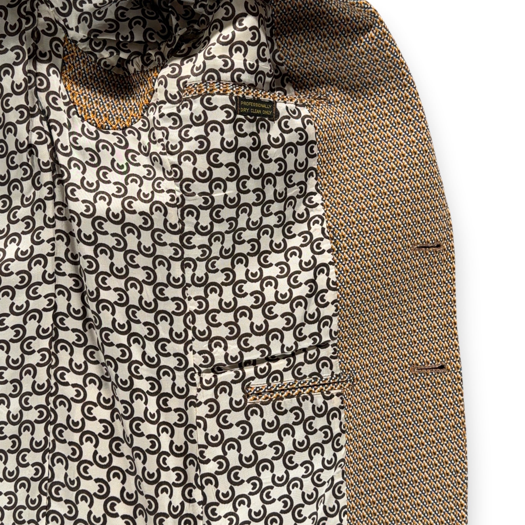 Vintage Houndstooth Jacket Mens 38R Brown Blazer Check Novelty Lining 70s-6 Vintage Houndstooth Jacket Mens 38R Brown Blazer Check Novelty Lining 70s