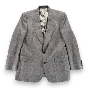 Vintage Christian Dior Jacket Mens 43R Gray Blazer Monsieur Flecked USA 80s