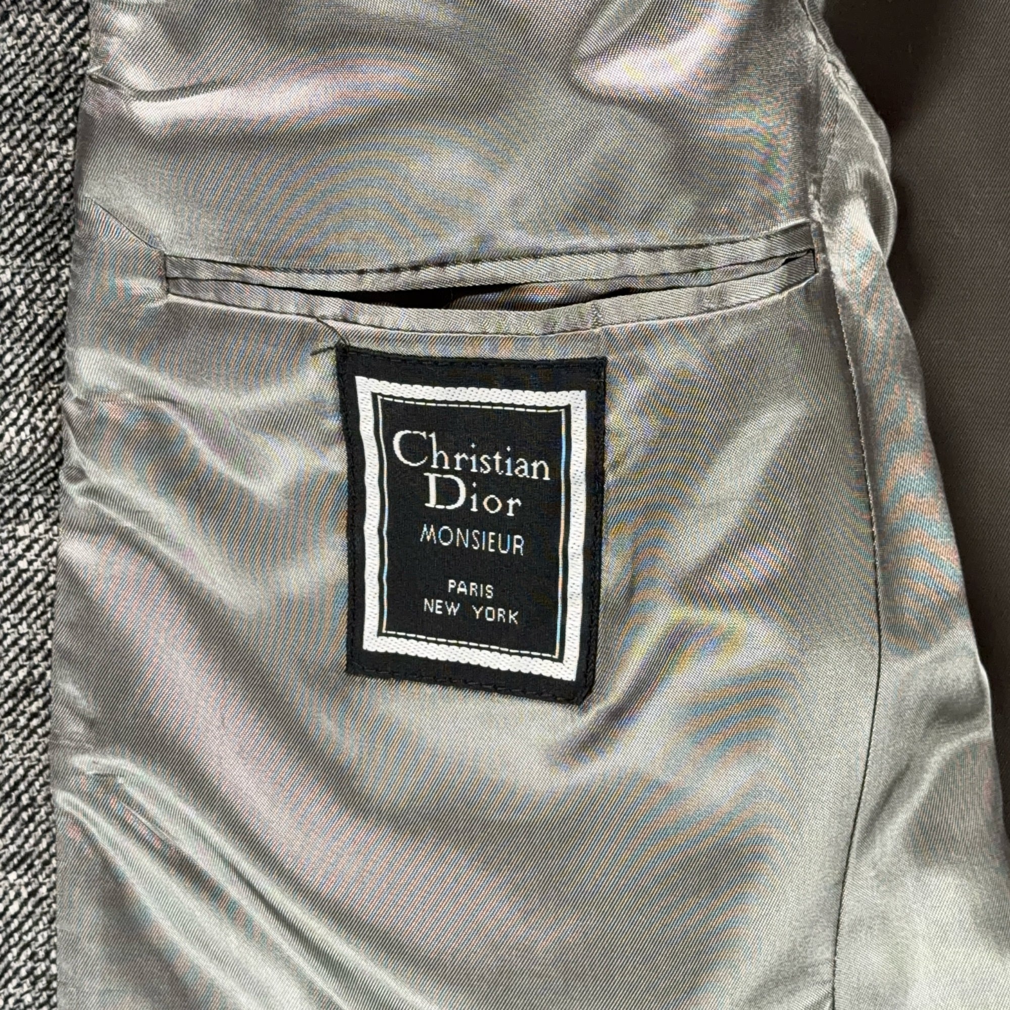 Vintage Christian Dior Jacket Mens 43R Gray Blazer Monsieur Flecked USA 80s-5 Vintage Christian Dior Jacket Mens 43R Gray Blazer Monsieur Flecked USA 80s