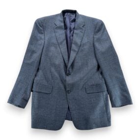Vintage Hart Schaffner Marx Jacket Mens 42L Blue Glen Plaid Blazer Cashmere USA