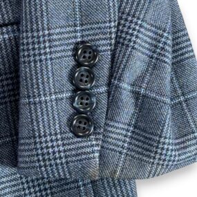 Vintage Hart Schaffner Marx Jacket Mens 42L Blue Glen Plaid Blazer Cashmere USA