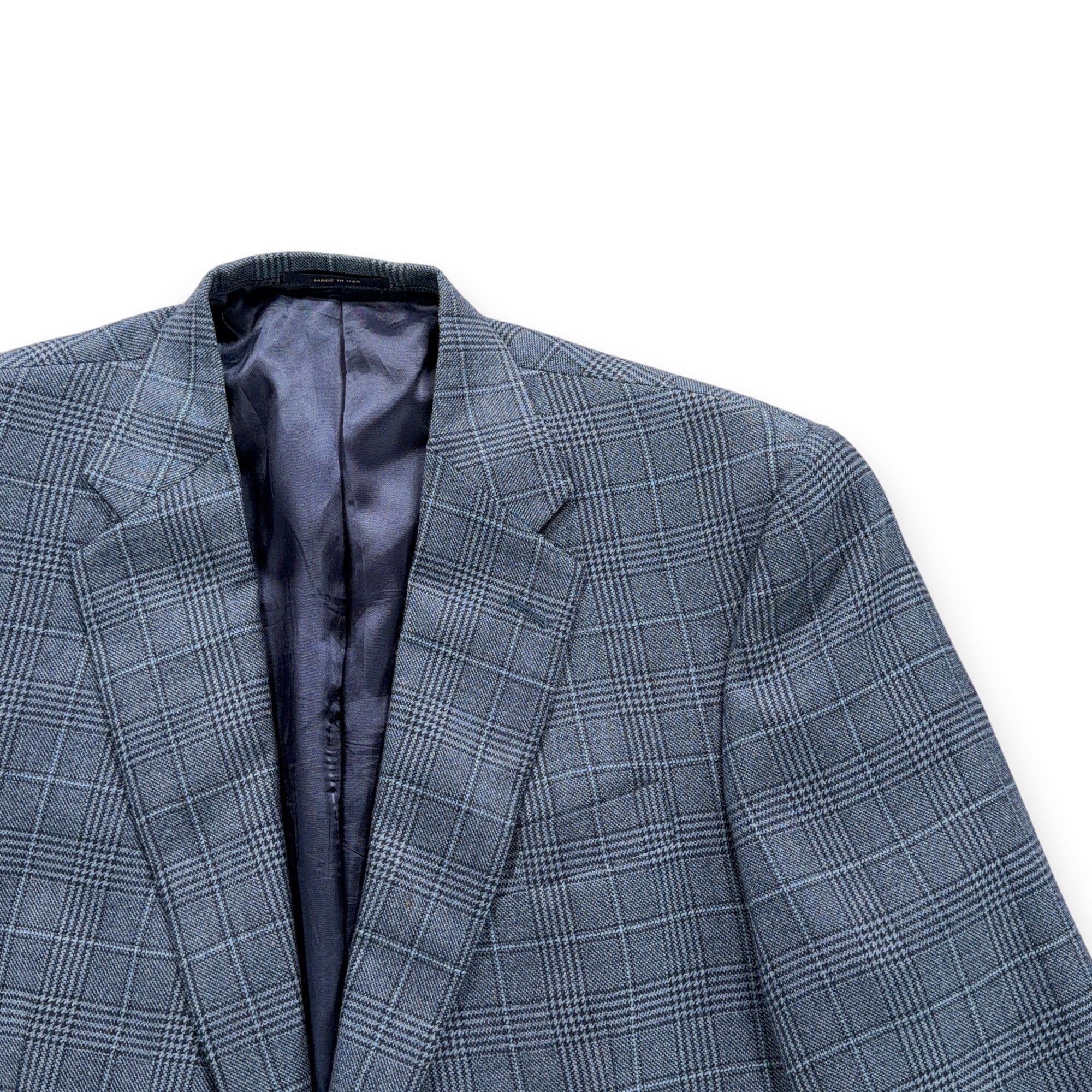 Vintage Hart Schaffner Marx Jacket Mens 42L Blue Glen Plaid Blazer Cashmere USA-2 Vintage Hart Schaffner Marx Jacket Mens 42L Blue Glen Plaid Blazer Cashmere USA