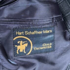 Vintage Hart Schaffner Marx Jacket Mens 42L Blue Glen Plaid Blazer Cashmere USA