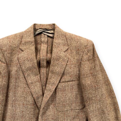 Vintage Tweed Jacket Mens 40 Brown Wool Plaid Blazer Wickfield USA 60s-2 Vintage Tweed Jacket Mens 40 Brown Wool Plaid Blazer Wickfield USA 60s