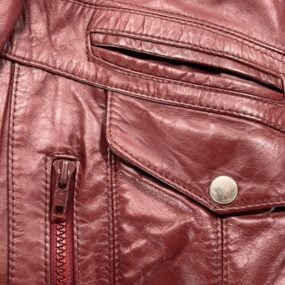 Vintage Bermans Leather Jacket Adult MEDIUM Red Bomber Zip Lining Deep Pile 70s